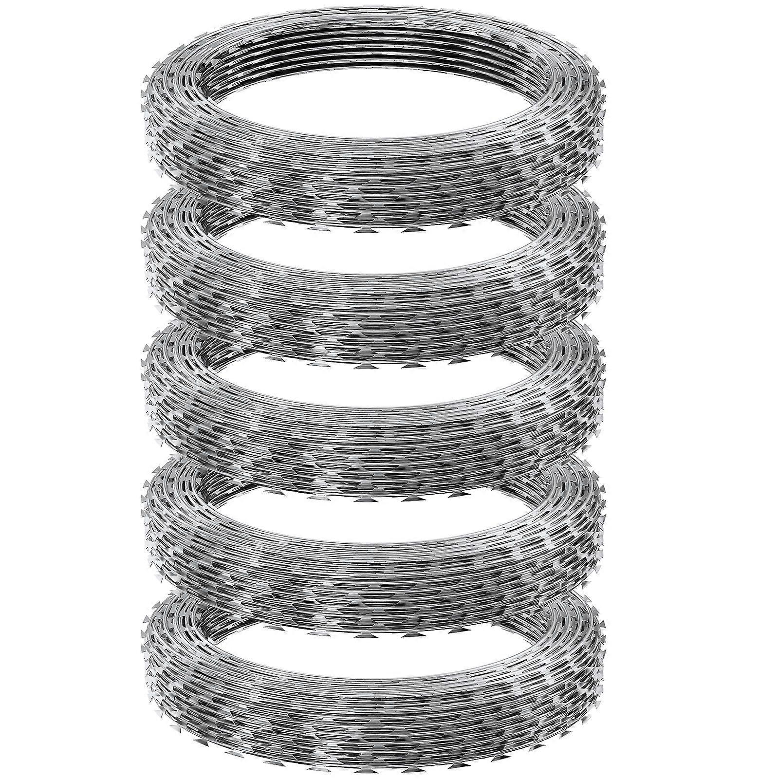 Razor Wires, 246 ft Razor Barbed Wire, 5 Rolls Razor Wire Fencing Razor Fence, Razor Ribbon Barbed Wire Galvanized Razor Wire Fence