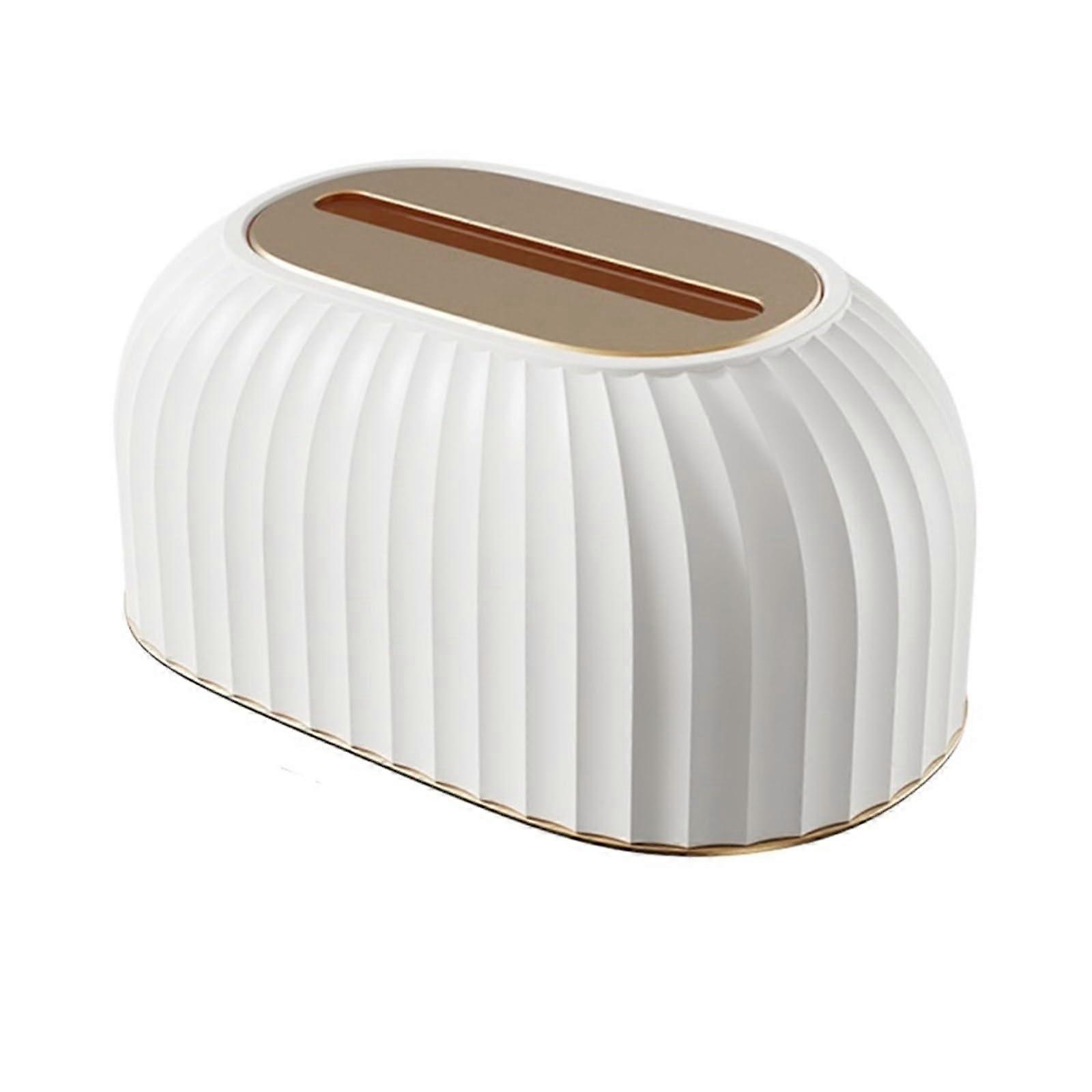 Tissue Box Holder with Lid Desktop Napkin Dispenser Shell Design for Home Office Storage