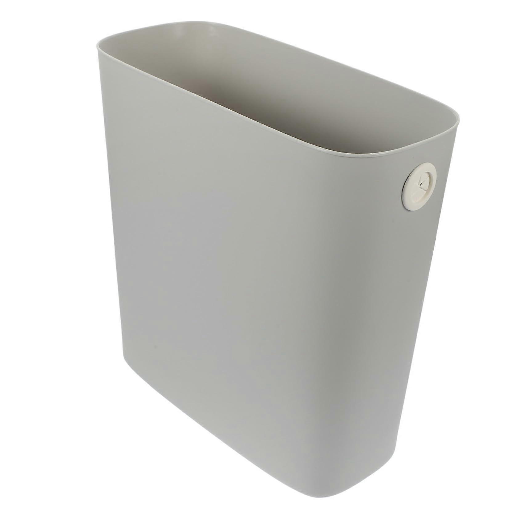 Narrow Trash Can with Open  Design SpaceSaving Soft Gray Waste Bin for Bathroom Kitchen Office