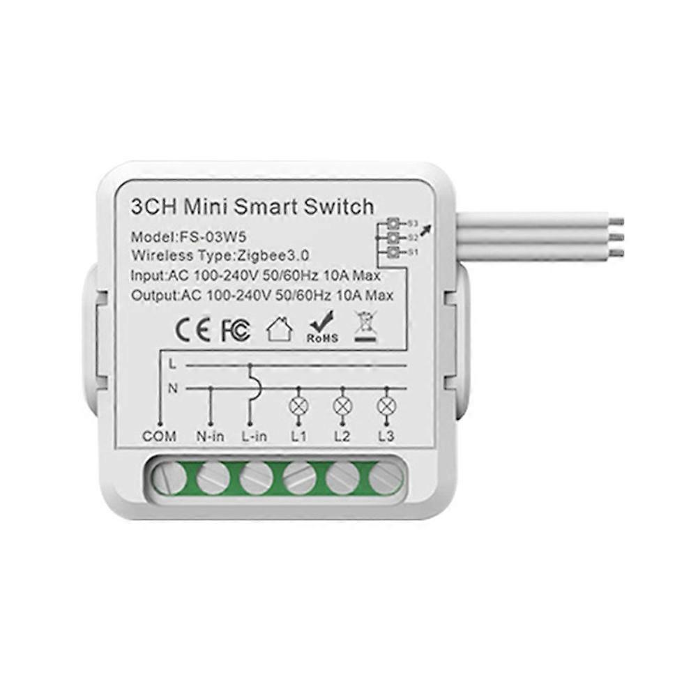Zigbee Relay Switch Module 10A 3 Channel AC100-240V Work with Alexa Home Mini Smart Switch Module