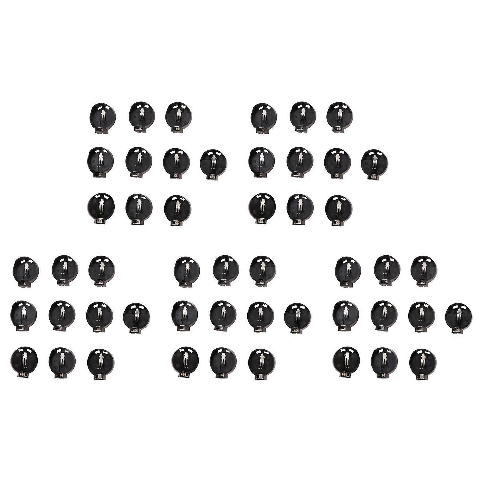 50pcs Black Round Button Battery Holder Case for CR2032 2016 2025