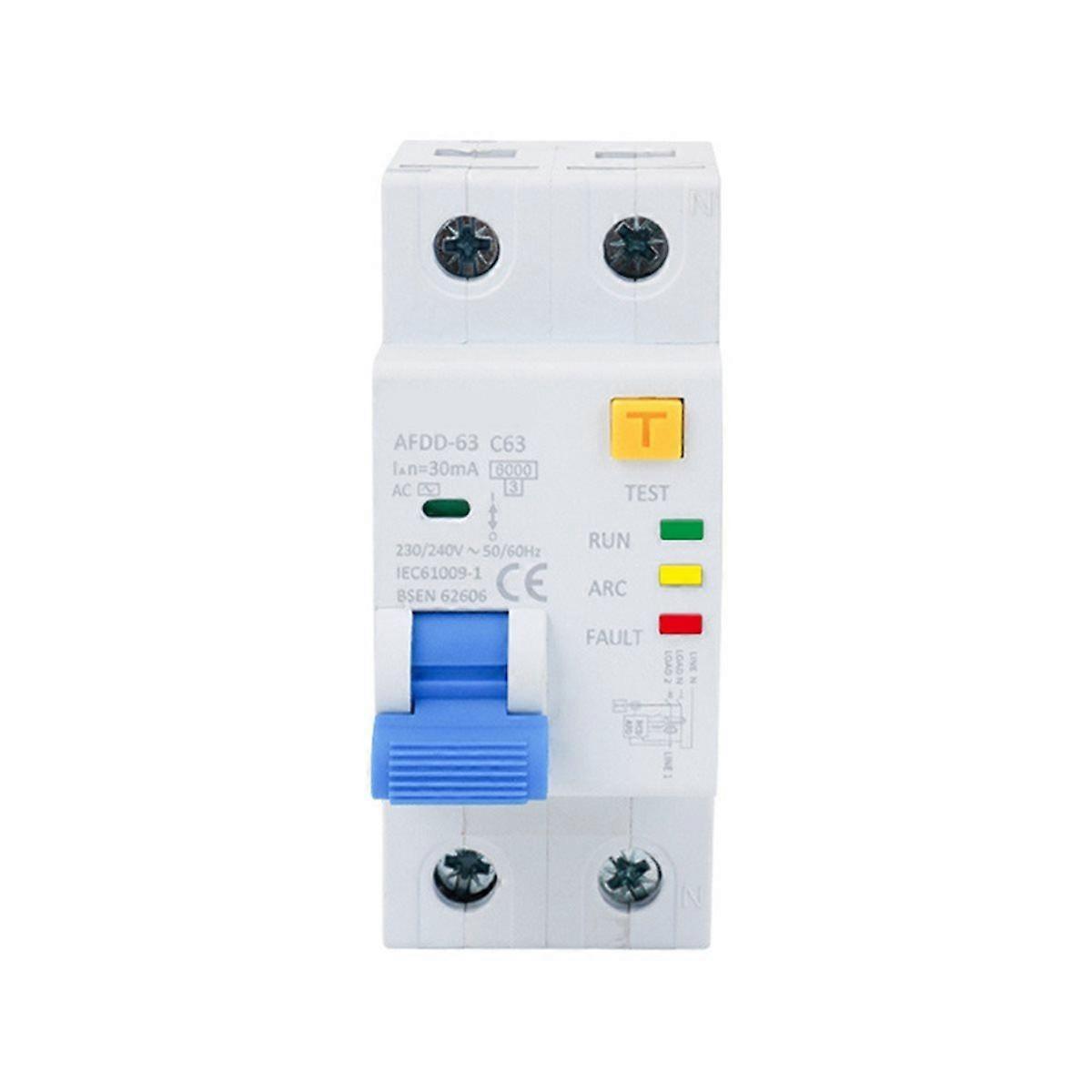 2P C63 30mA Arc Fault Circuit Breaker with Overload Protection Arc Fault Residual Current Circuit B