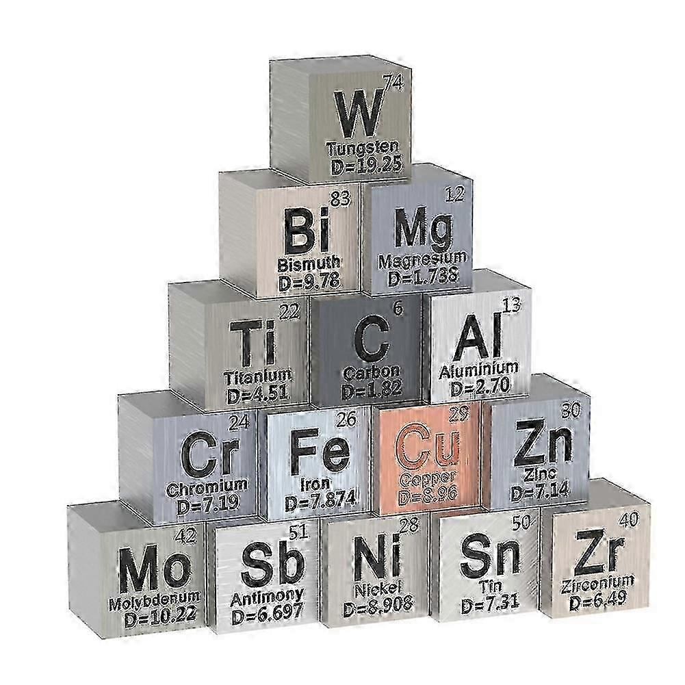 15-Piece Metal Element Cube Collection - Ideal for Aspiring Scientists
