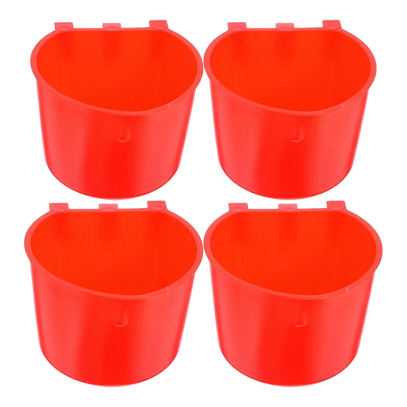 Durable PE Pet Bowls for Cage with Easy Installation and SpaceSaving Design Red Color Fits Small Animals