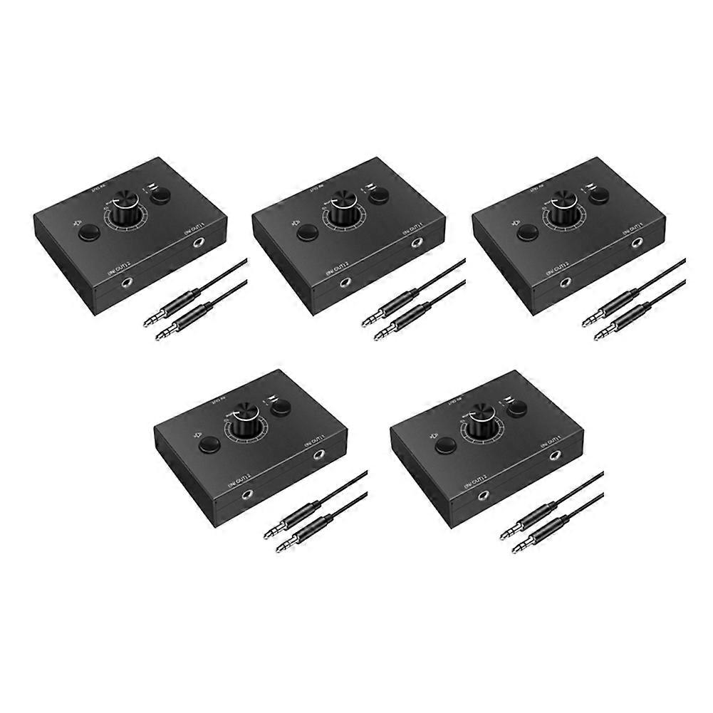 5X 3.5mm Audio Switcher, 2 Input 1 Output/1 Input 2 Output Audio Splitter Switcher, One-Key Mute Button