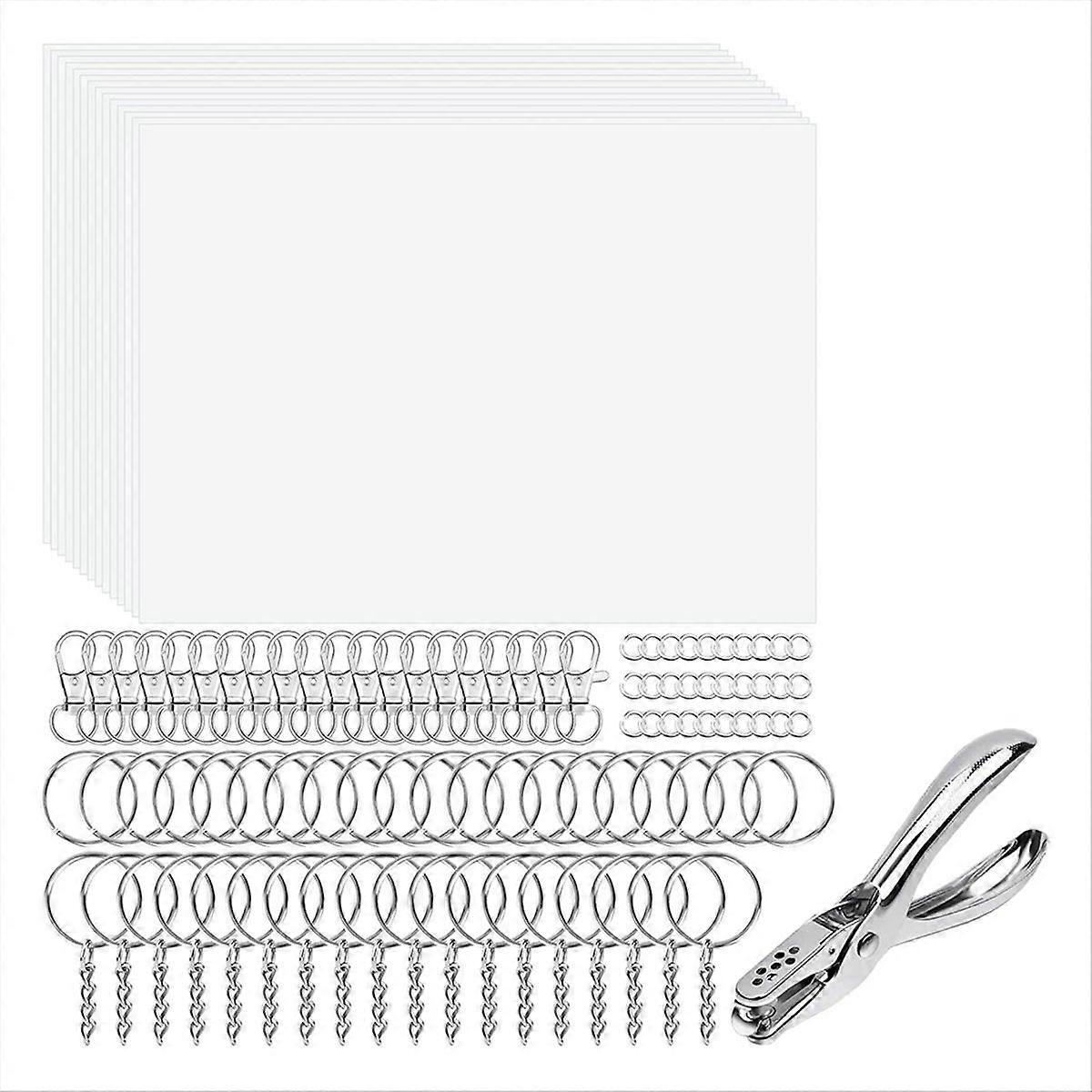 Shrinky Art Keychain kit, Including 20 Sheets Shrink Plastic Paper