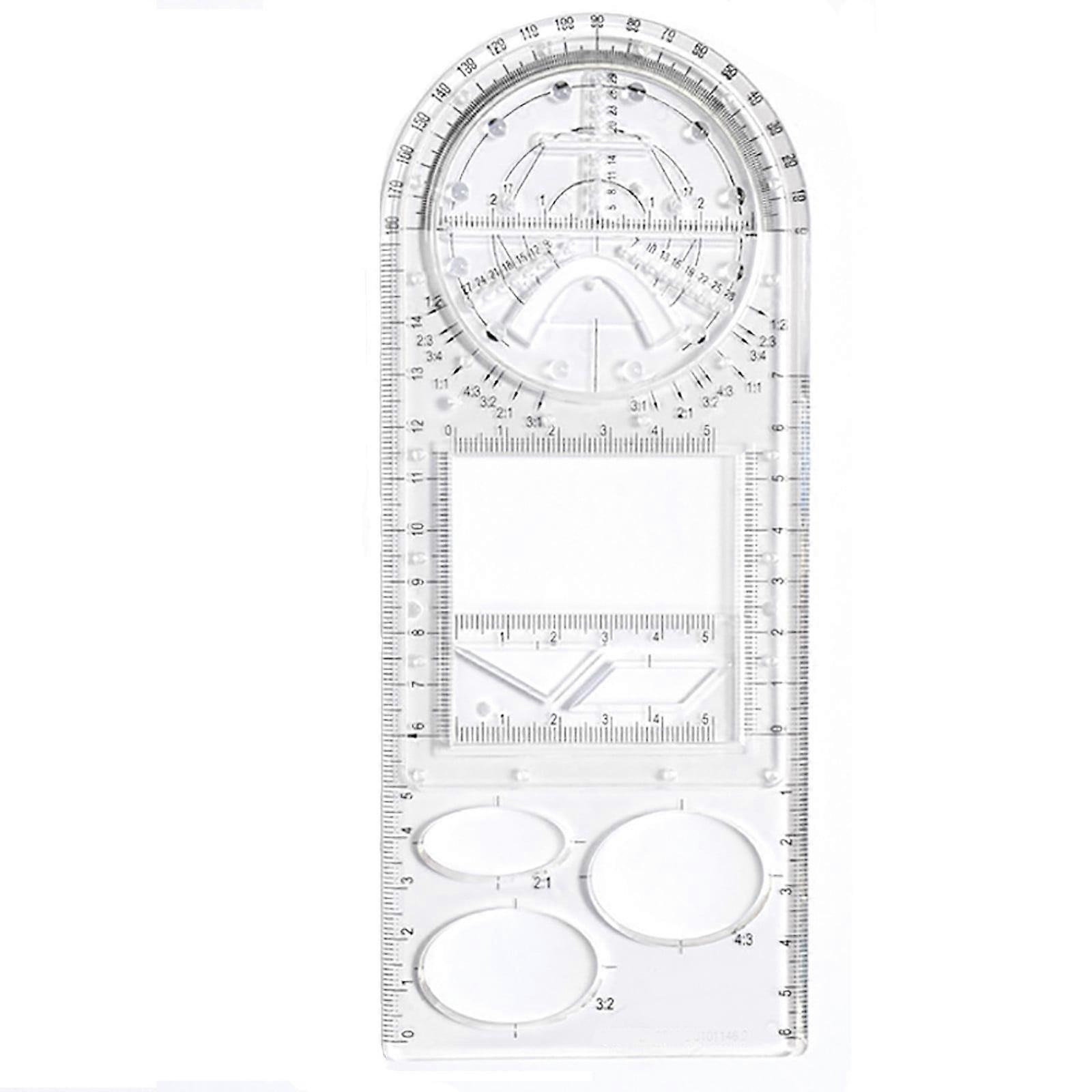 Kiplyki Multifunctional Student Math Ruler,Multifunctional Rotatable Active Math Ruler Drawing Template