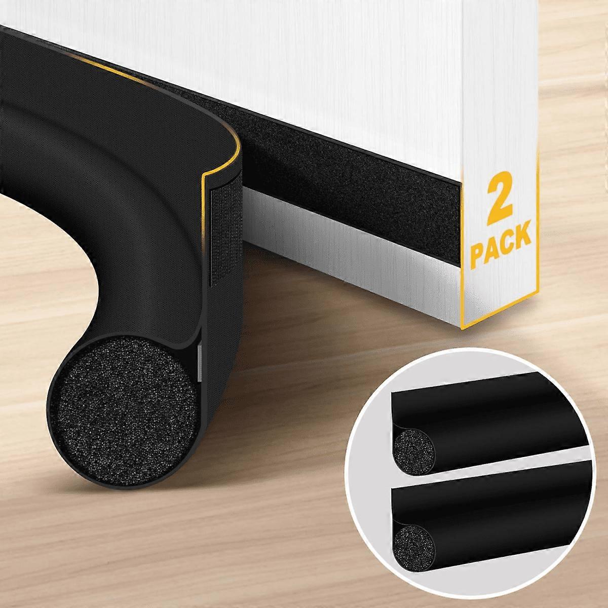 Door Draft Stopper 30 Inch, Compatible with Door Weather Stripping, Sweep for Exterior & Interior Doors, Noise Air Smoke Dust Blocker, Black