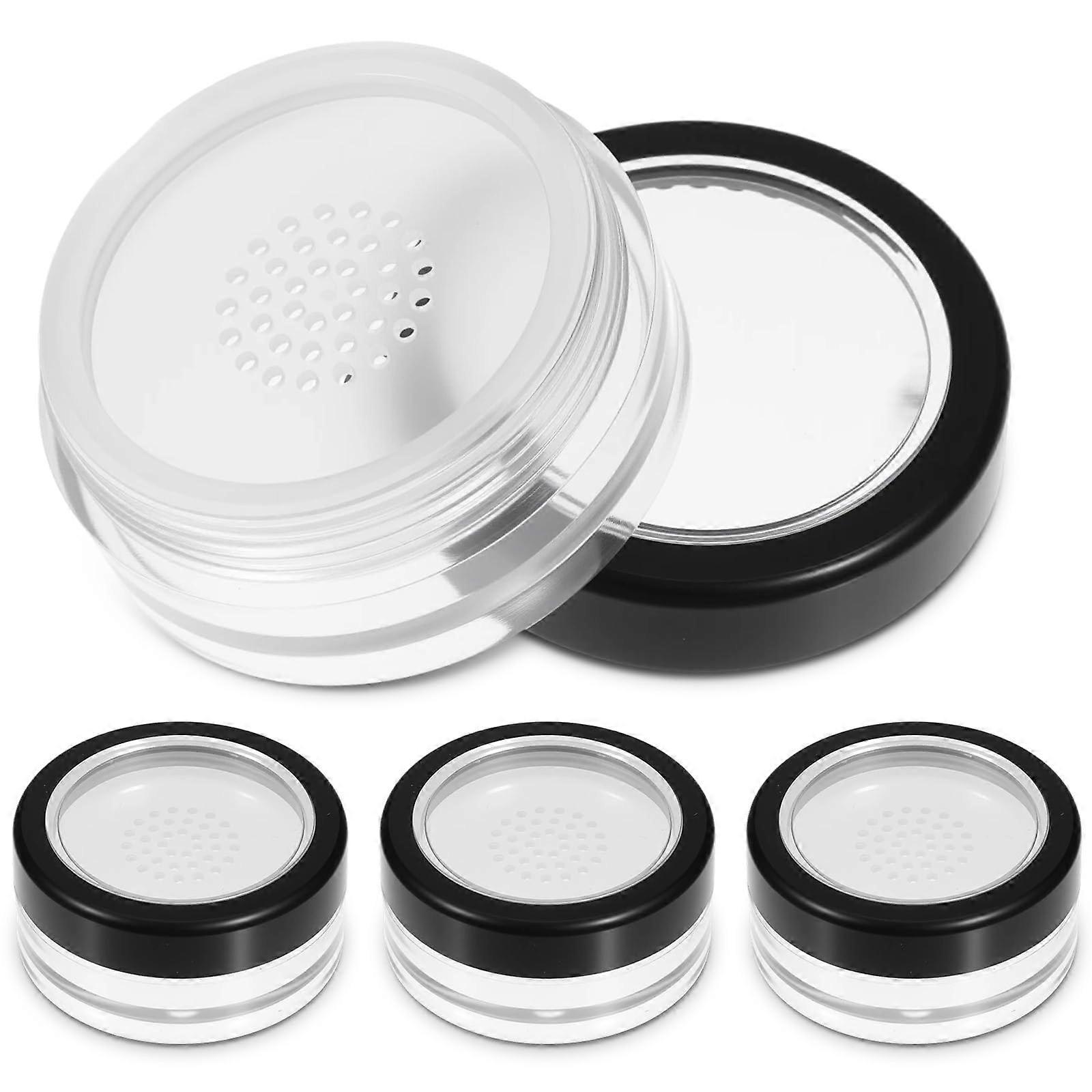 4Pcs 10ml Leakproof Loose Powder Container Refillable Travel Makeup Jar with Rotating Sifter