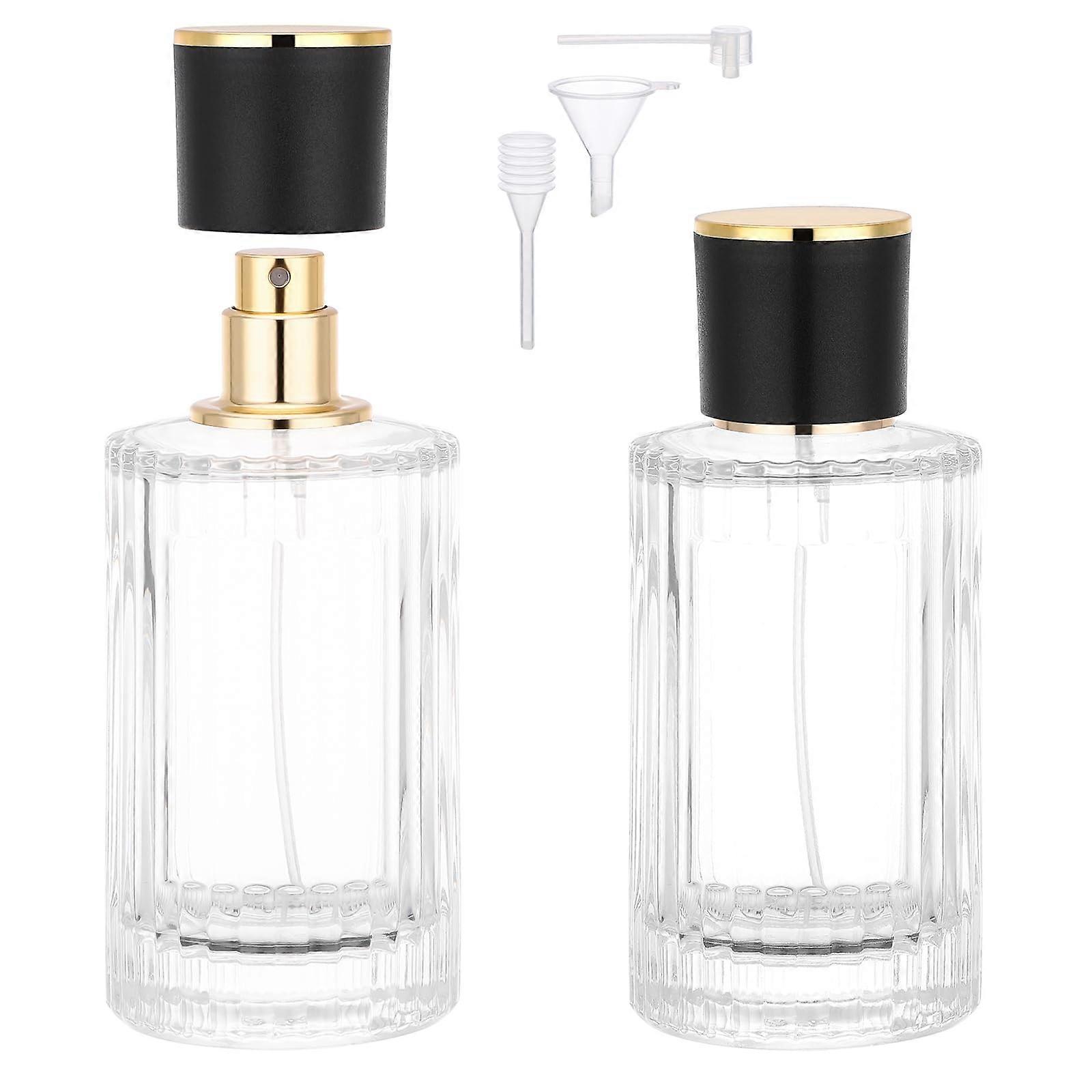 Set of 2 100ml Glass Perfume Spray Bottles Refillable Vintage Atomizer Fine Mist TravelFriendly