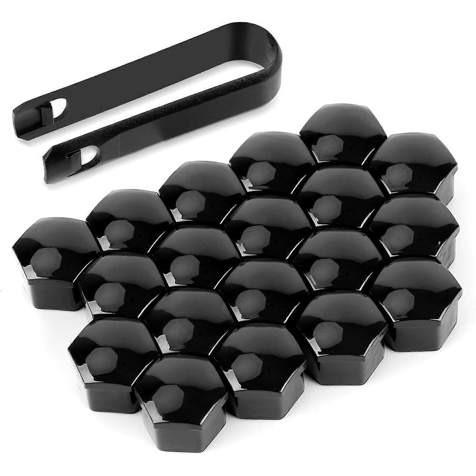 20pcs 17mm Black Wheel Nut Covers for Dodge Charger Challenger Durango Journey, Hexagonal Lug Nut Caps with Rust and Dust Protection and Removal Tool