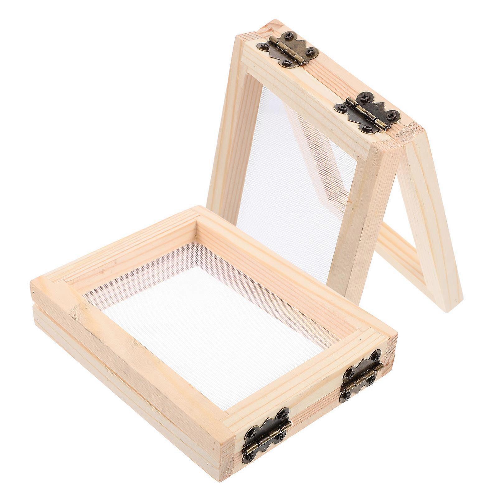 Paper Making Mold Wooden Screen for Papermaking 2Pcs Beige Frames