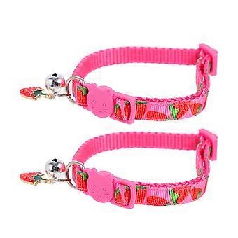 Adorable Cat Collar for Pet Use 4Pcs Strawberry Design Lightweight Collar