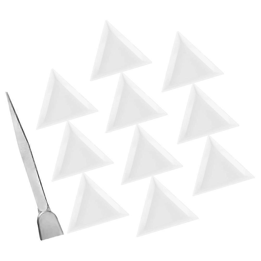 Triangle Sorting Trays with Bead Scoop and Tweezers for Crafting 1Set