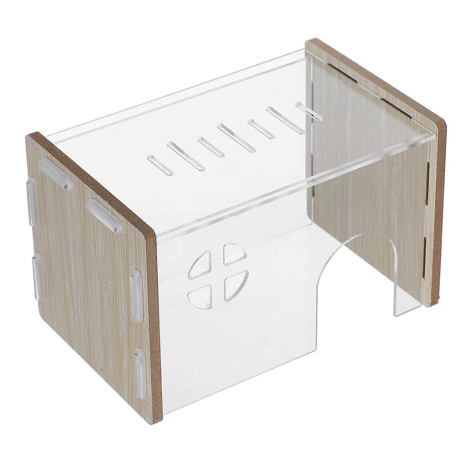 Casa de plataforma transparente para hámster, refugio cómodo para animales pequeños.