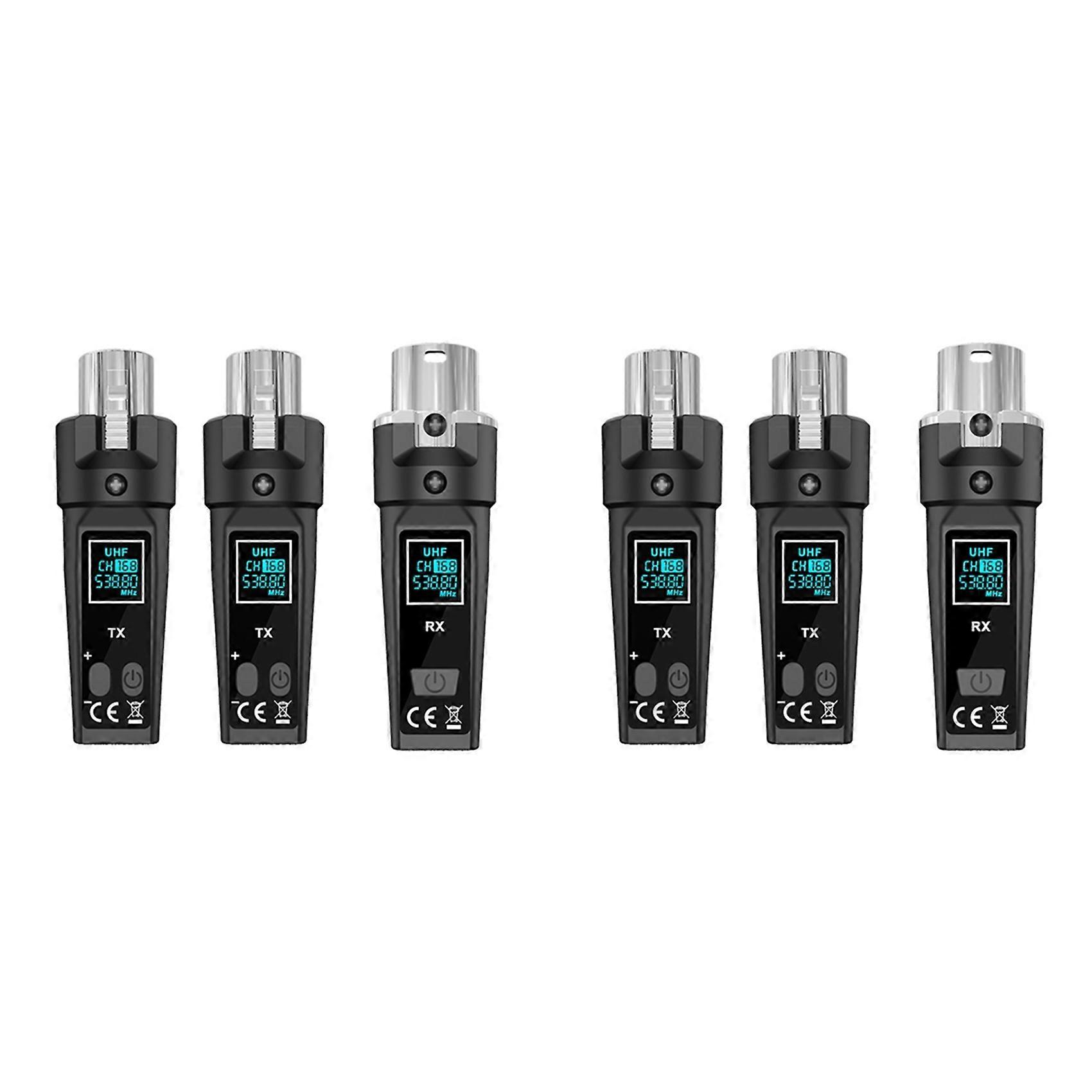 2X UHF Wireless Microphone System Adapter XLR Transmitter and Receiver for Dynamic Microphone Guitar Audio Mixer