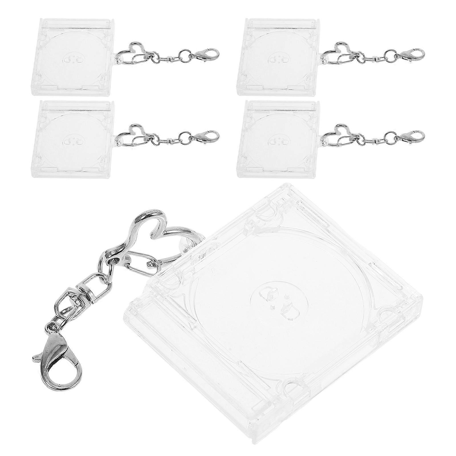 Mini Cd Album Keychain Clear Case for Decoration 5Pcs Pack