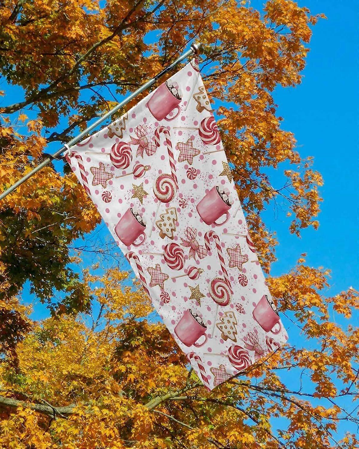 Christmas Candy Pink Garden Flag  rq 0807