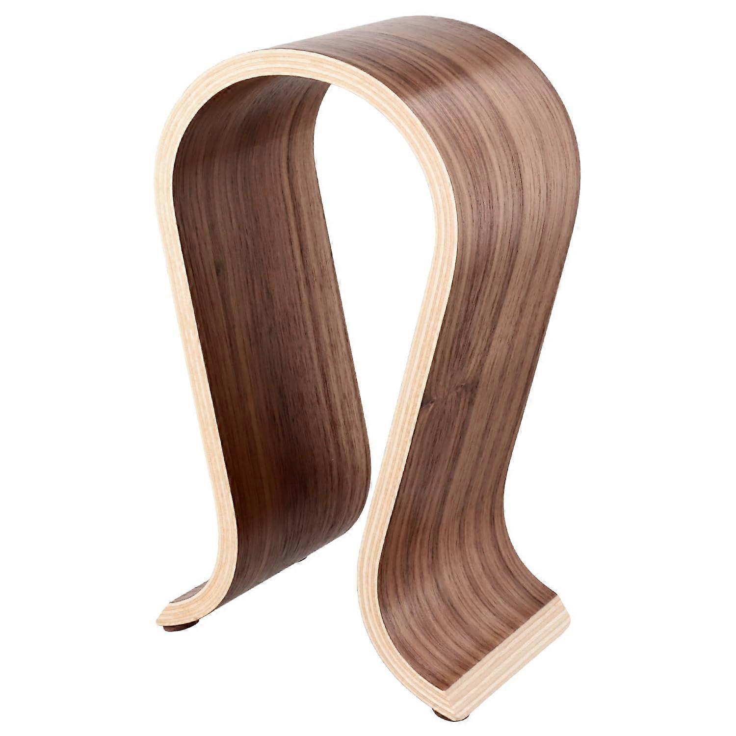 Walnut Wooden Headphone Stand with Arch Bridge Design and Cable Organizer for Desk
