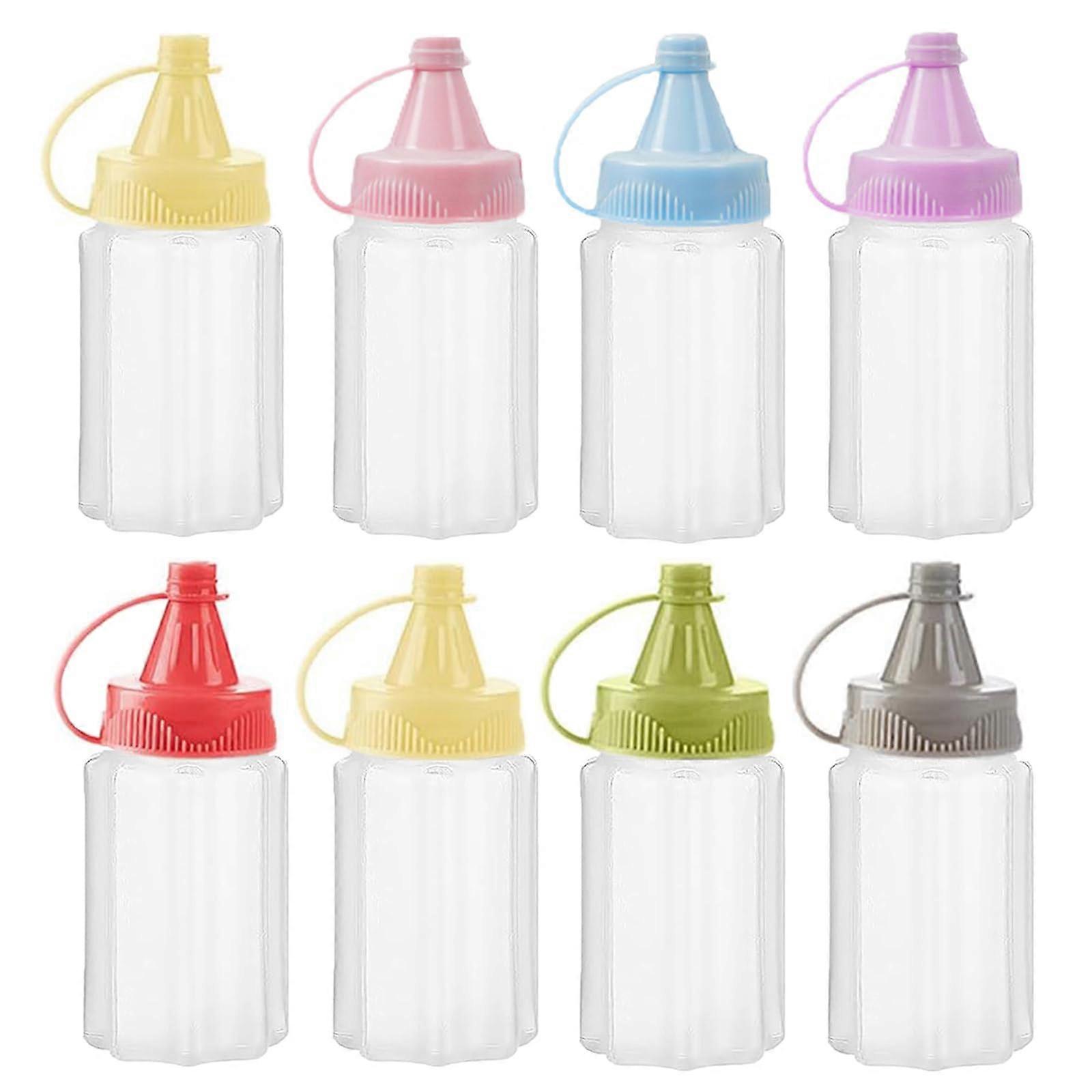8 Pcs Mini Squeeze Bottles 1 oz Leakproof Travel Size Condiment Containers for Sauces Multicolor