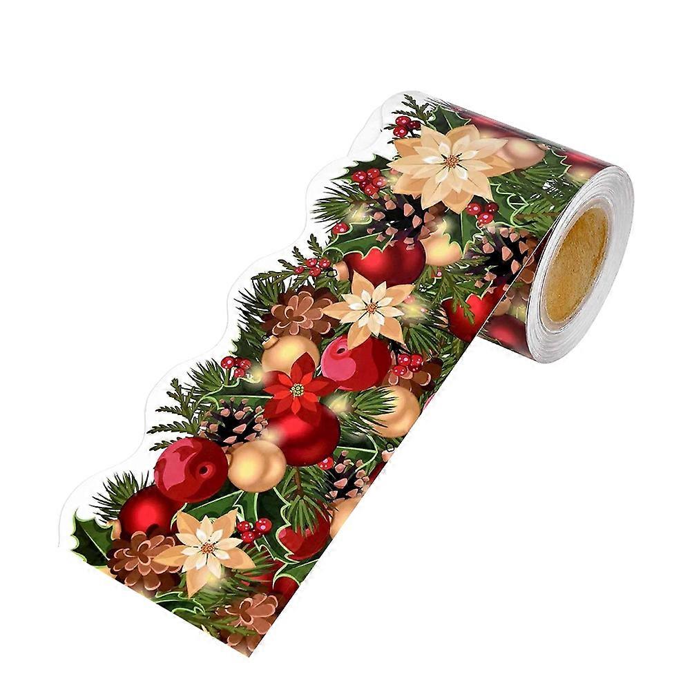 Reusable Christmas Bulletin Board Borders 4Pcs Pine Needles Pine Cones Trim Rectangular Design For Holiday Decorations In Home Office Classroom