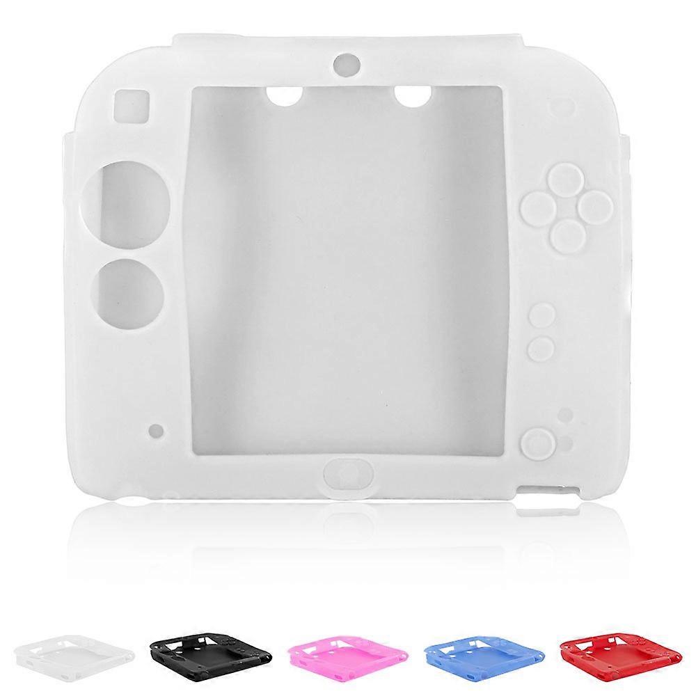 Soft Silicone Case Cover White for Nintendo 2DS with AntiSlip Grip and Full Port Access