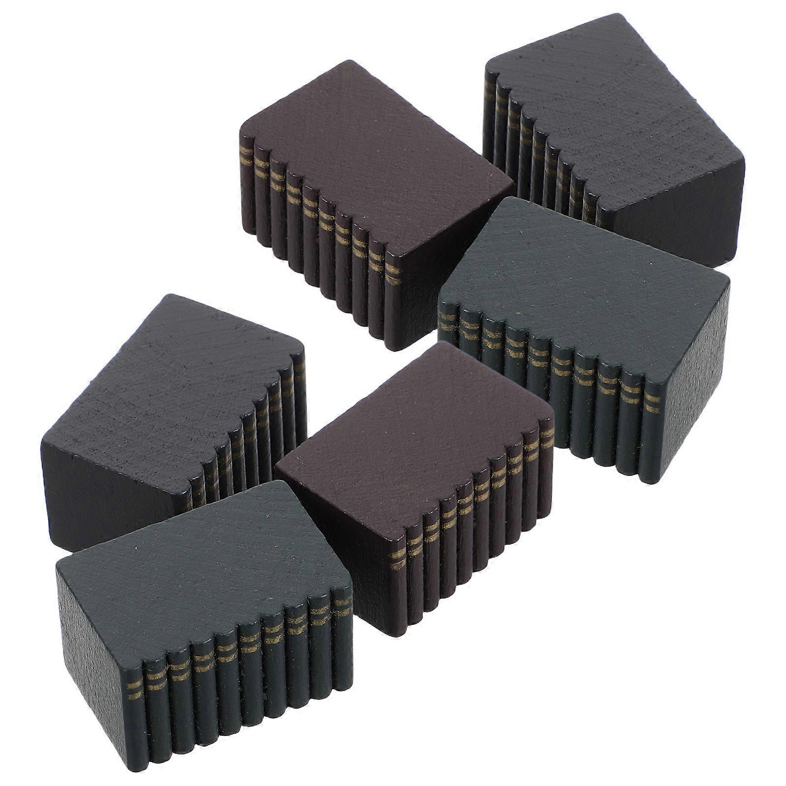 Wooden Miniature Books Set of 6 Pieces for Dollhouse Decoration Small Size