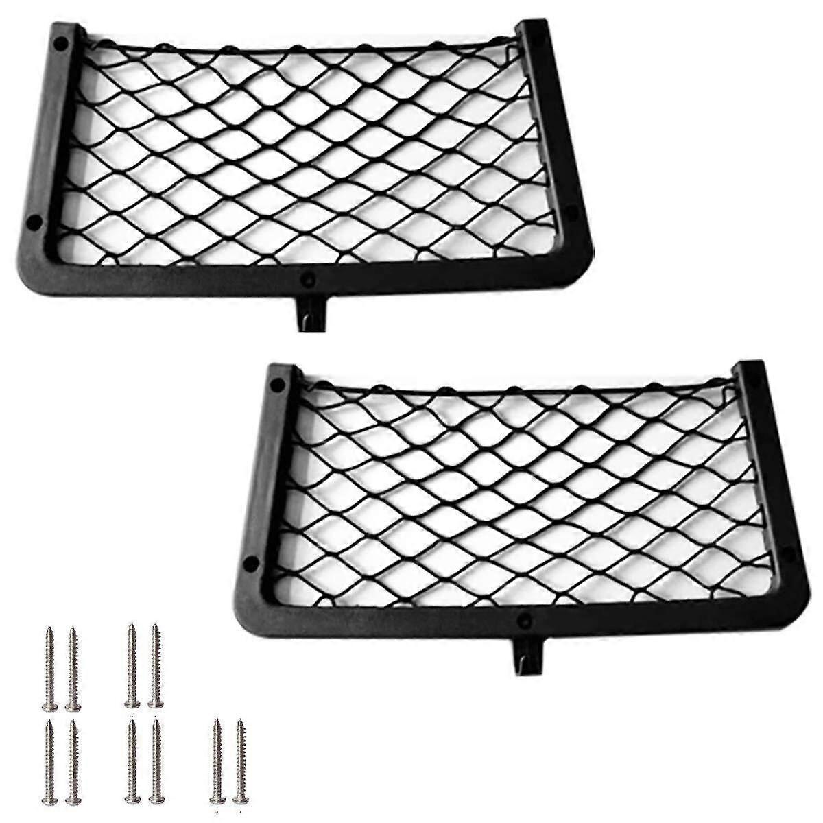 2 Pack Universal Cargo Net with Frame, Stretchable Mesh Storage Net and Pouch for Car RV Boat