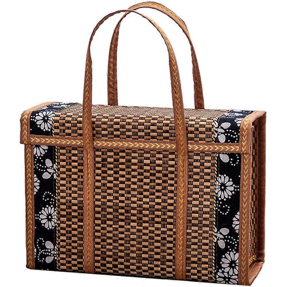 Foldable Wicker Picnic Basket with Handle for Fruits Snacks and MultiPurpose Storage