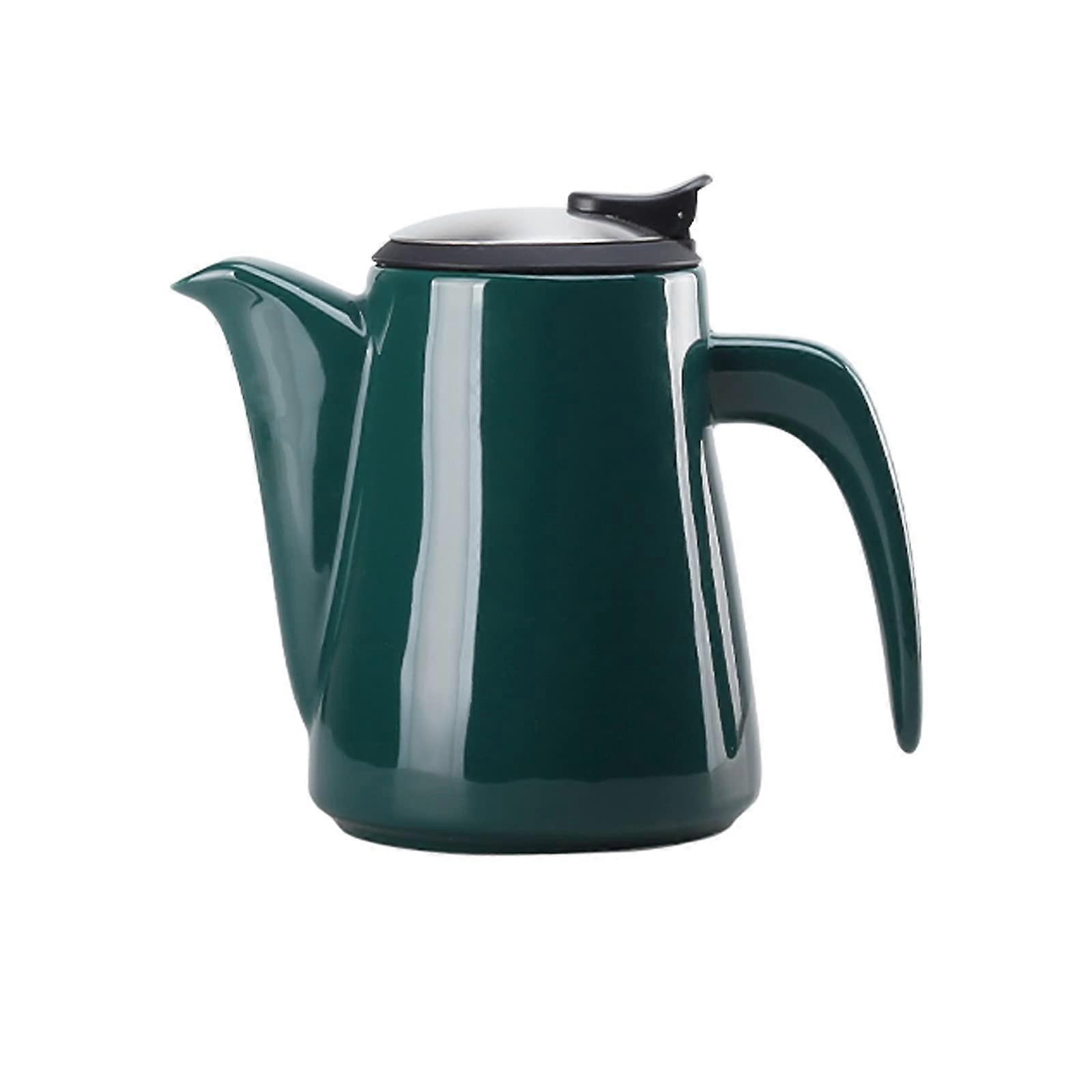 Ceramic Water Pitcher with AntiScald Handle,  Temp Resistant Green Teapot for Tea Coffee