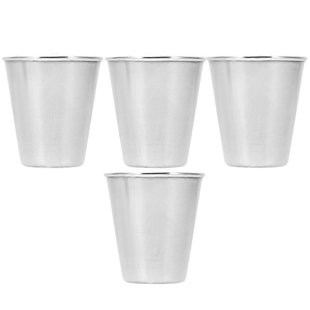 4Pcs Silver Reusable Stainless Steel Cups for Cold Drinks and Beverages