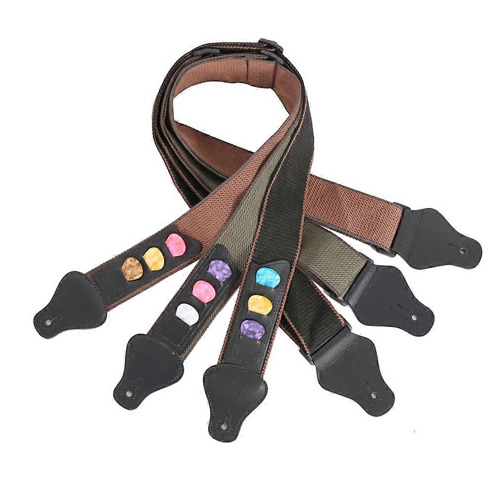 Guitar PU Strap for Adjustable Belt with 3 Picks Black