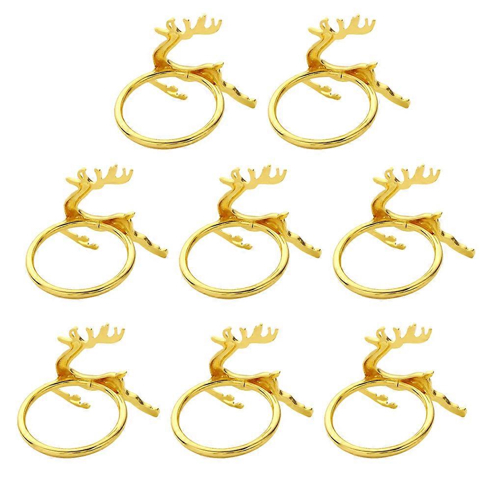 Deer Napkin Ring Golden Metal Table Setting for Use 8Pcs Pack
