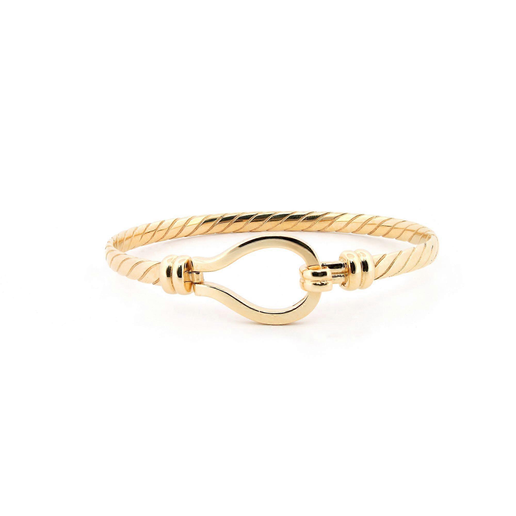 Jewelco London 女士实心 9 克拉黄金钩配件套索绳环马镫 4 毫米手镯