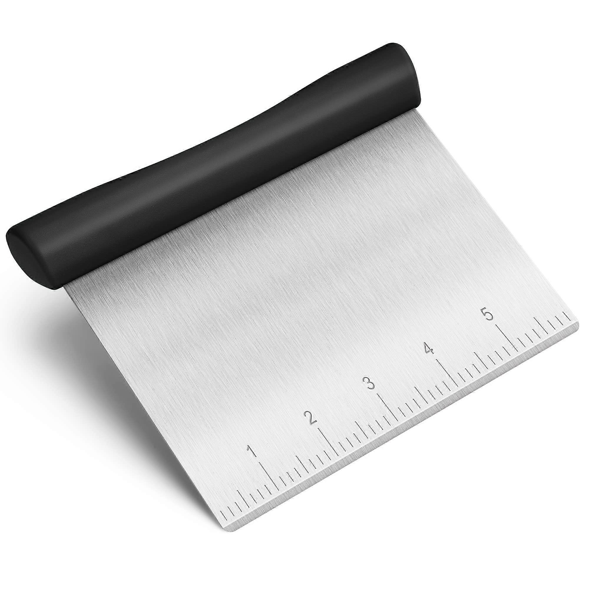 Stainless Steel Dough Scraper with Measurement Marks, MultiPurpose Bench Scraper for Baking, Black