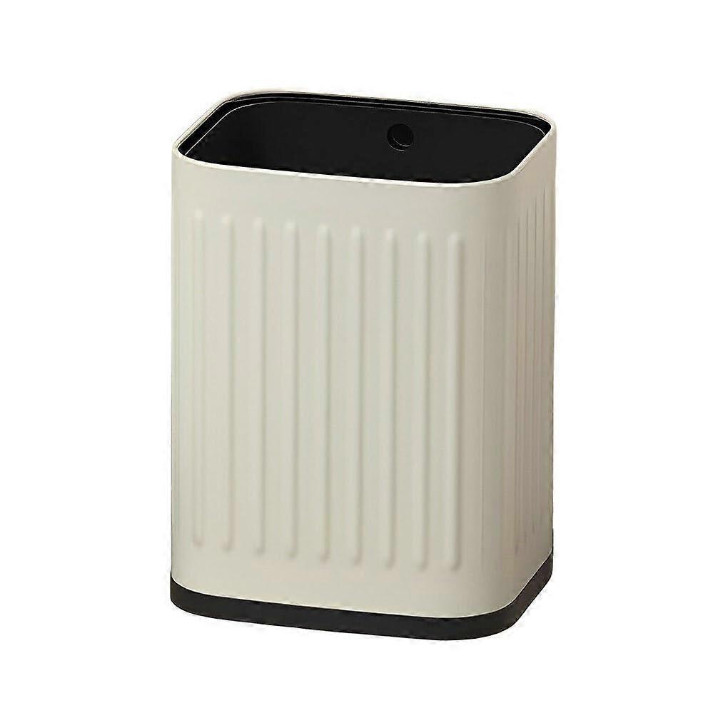 Stainless Steel Trash Can 12L White Round Double Layer Slim Modern Kitchen Garbage Bin