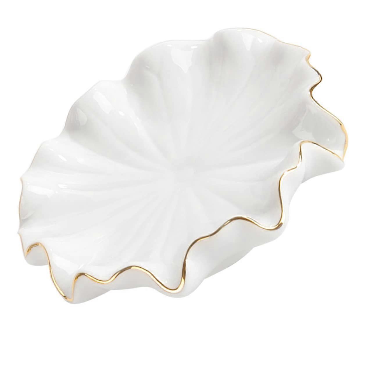 Ceramic Lotus Leaf Soap Dish, Self Draining Bathroom Bar Soap Holder with Rust Resistant Finish