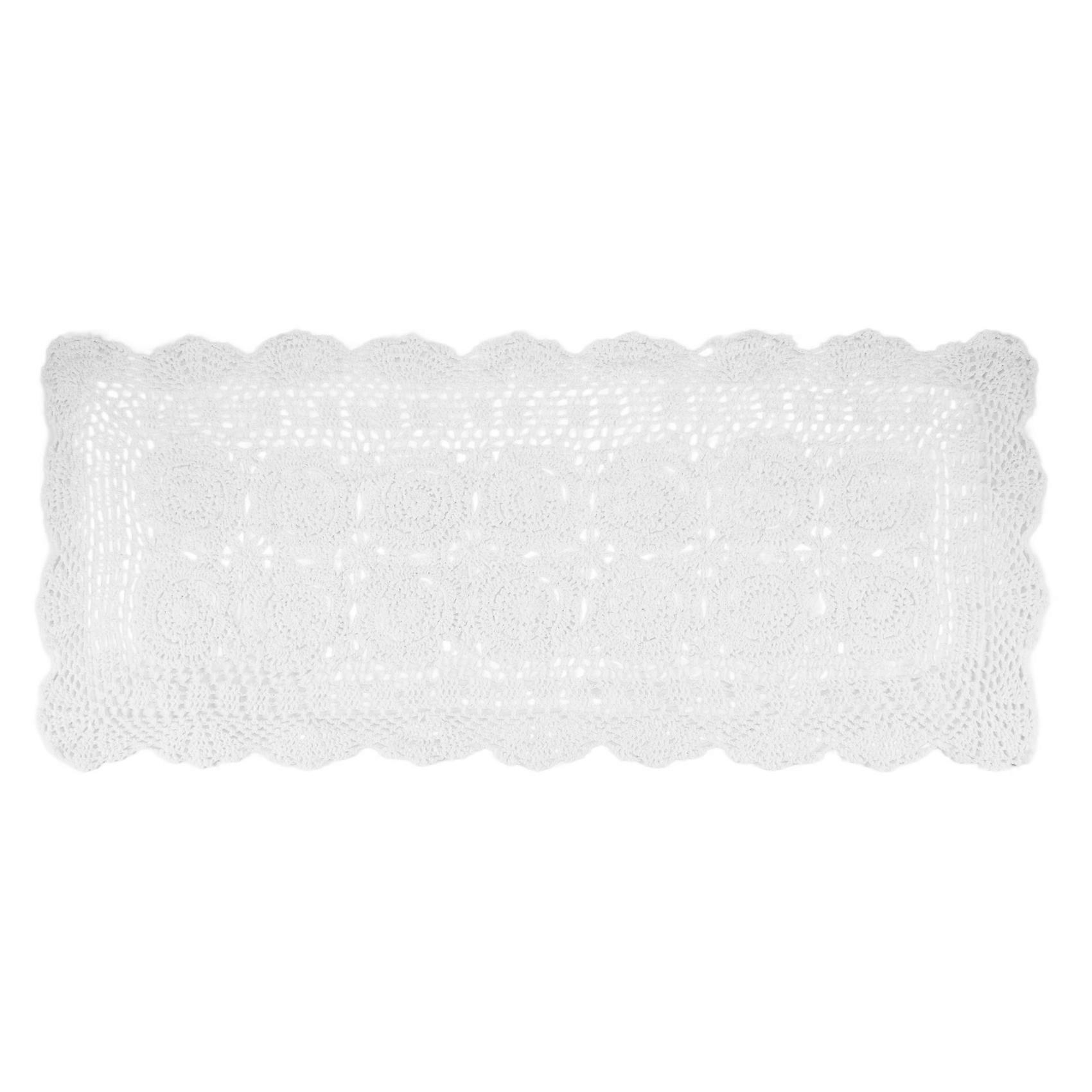 Cotton Handmade Crochet Lace Table Runner White Rectangle Coffee Table Dresser Decor