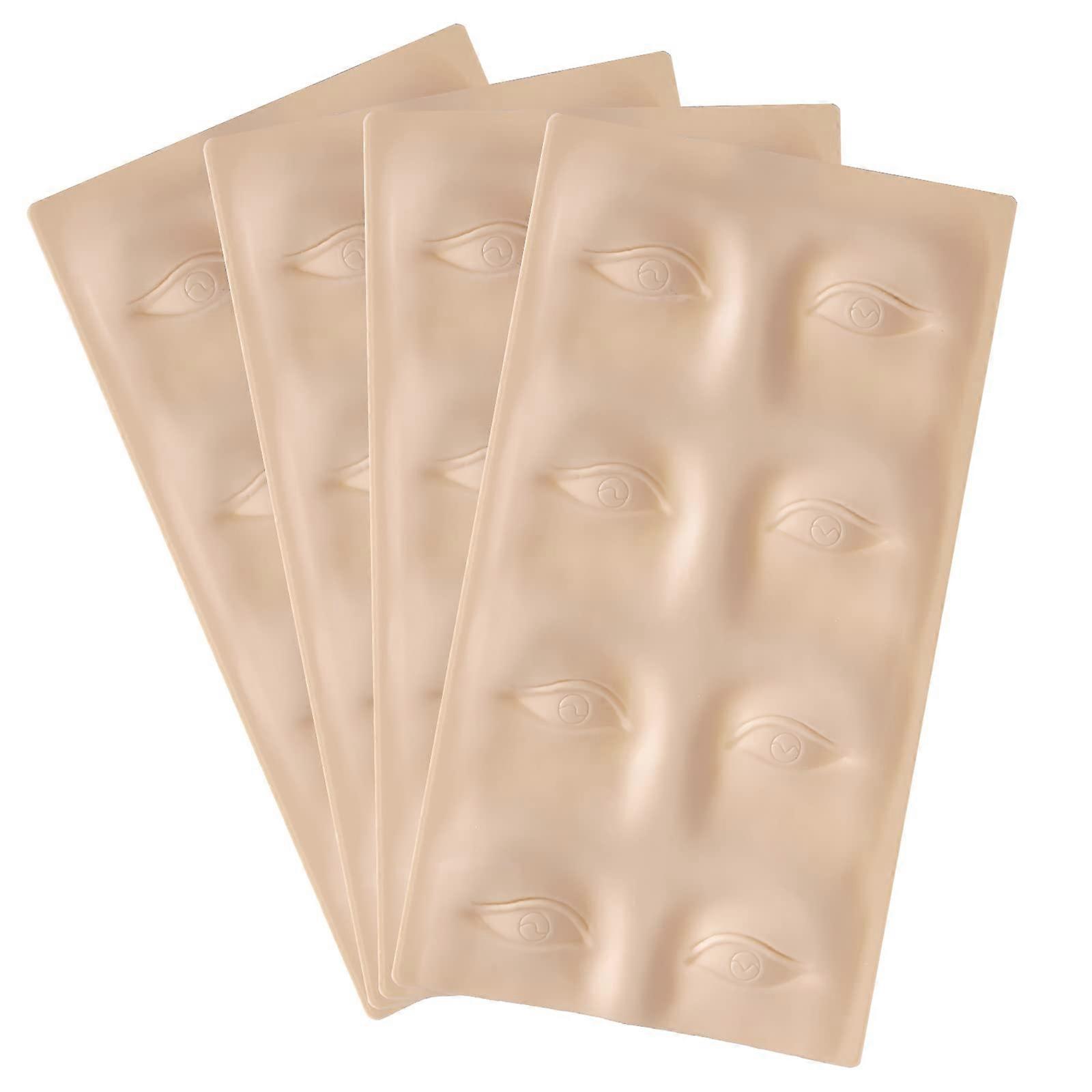 4PCS 3D Silicone Microblading Practice Skin for Eyebrows and Eyeliner with 5 Needles