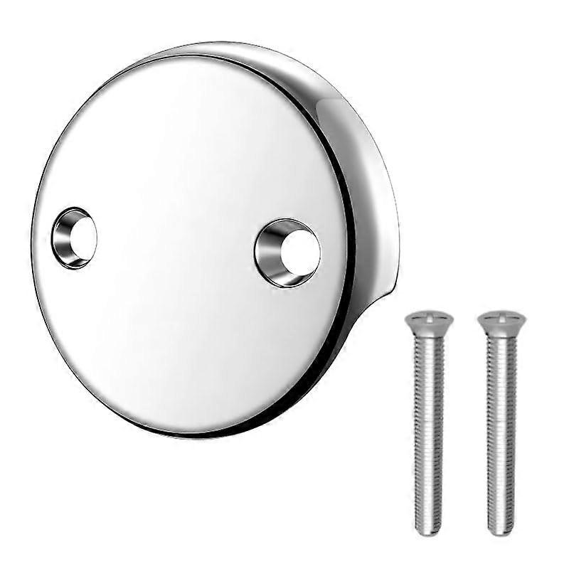 Bathtub Overflow Drain Cover Chrome Finish Universal 2Hole Fit with Screws RustResistant