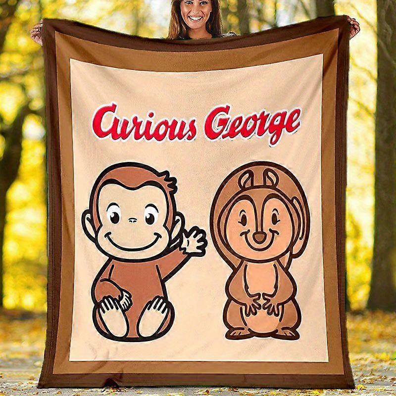 Curious George Themed Blanket Soft & Cozy Digital Print Polyester Knit Perfect for Napping