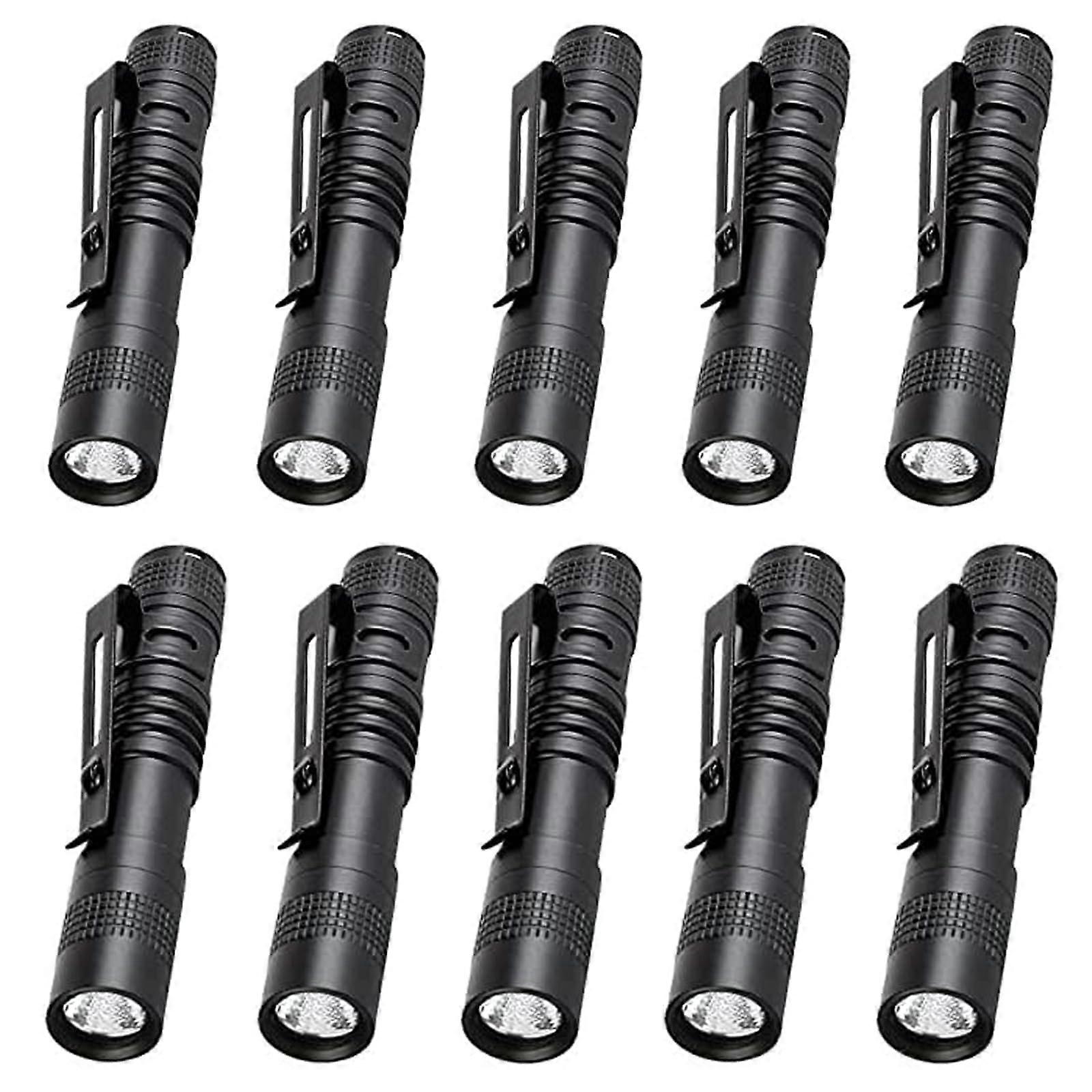 Mini LED Flashlight 10 Pack with BuiltIn Pen Clip, Compact Pocket Size, Waterproof for Camping