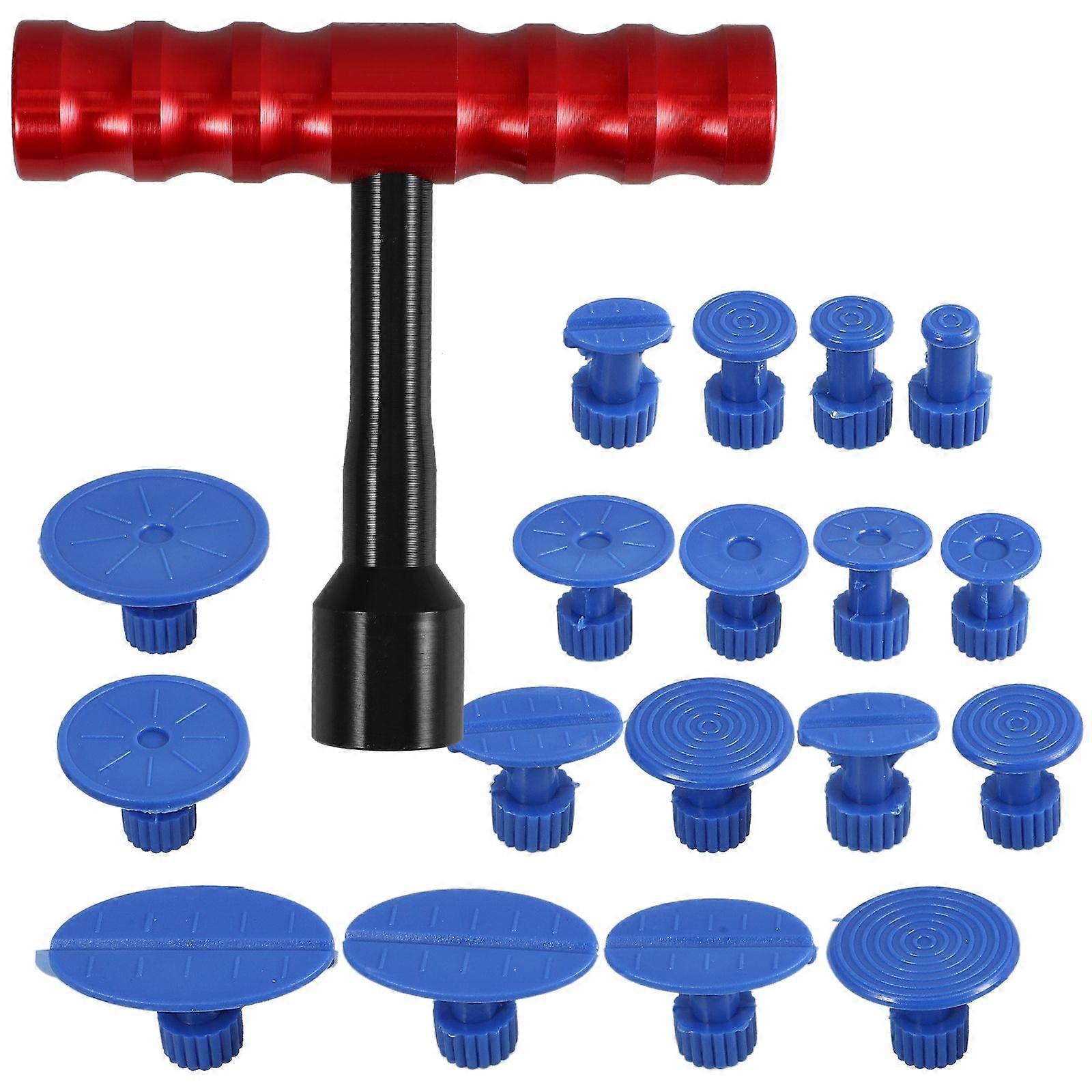 Car Body Paintless Dent Repair Tools Puller Grip T-handle Dent Puller Mini T-bar with 18pcs Puller Tabs
