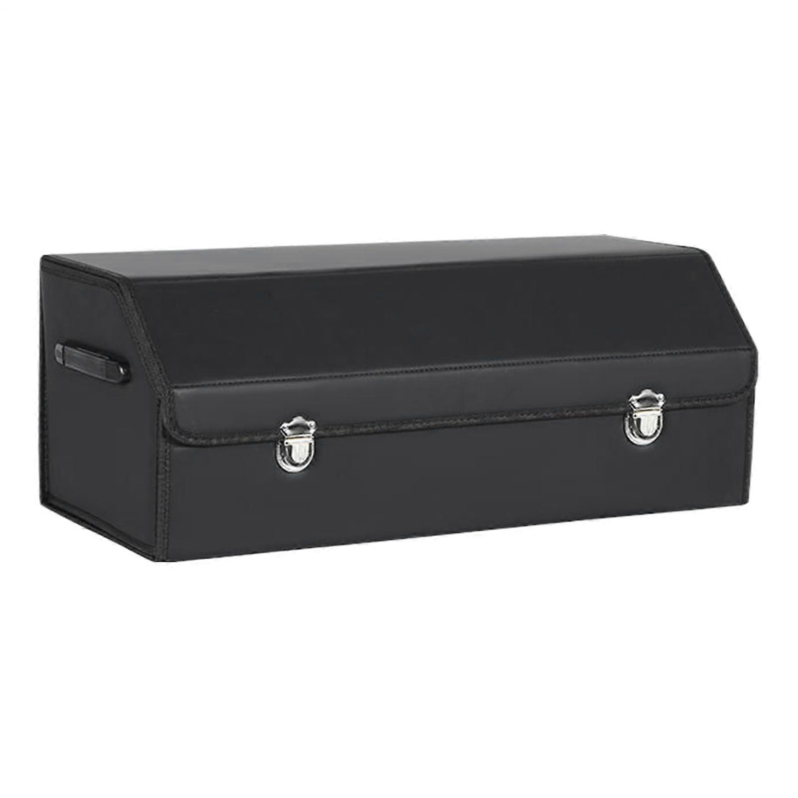 Leather Waterproof Car Trunk Organizer with Adjustable Compartments, Large Foldable Storage Box for SUV Sedan Van