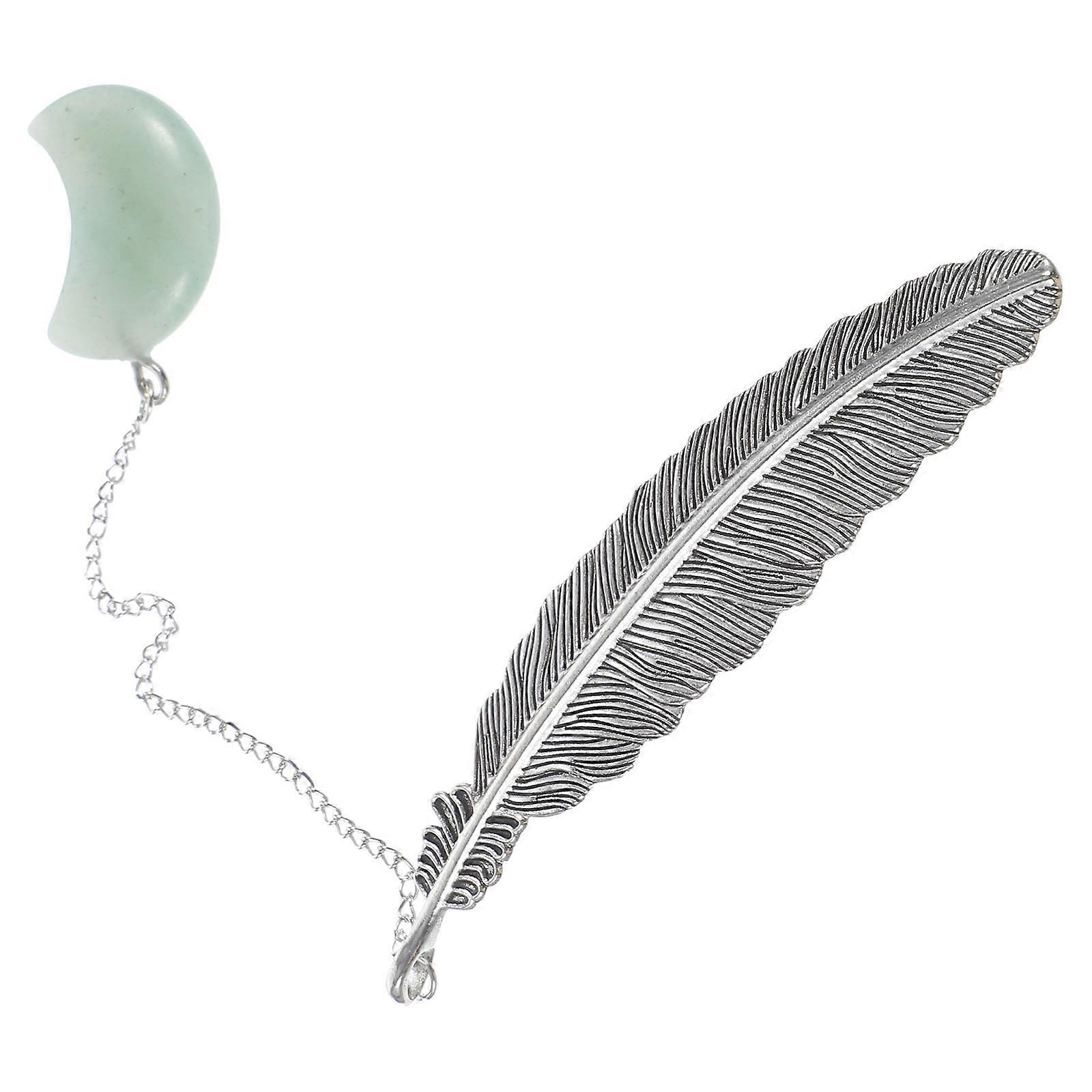 Reading Bookmark with Crystal Pendant Plume Shape Book Marker