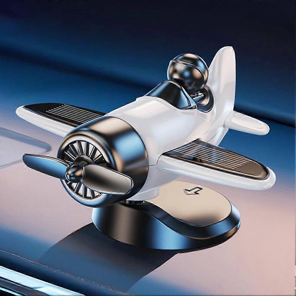 White Solar Powered Rotating Propeller Car Ornament Dashboard Decoration Light Activated