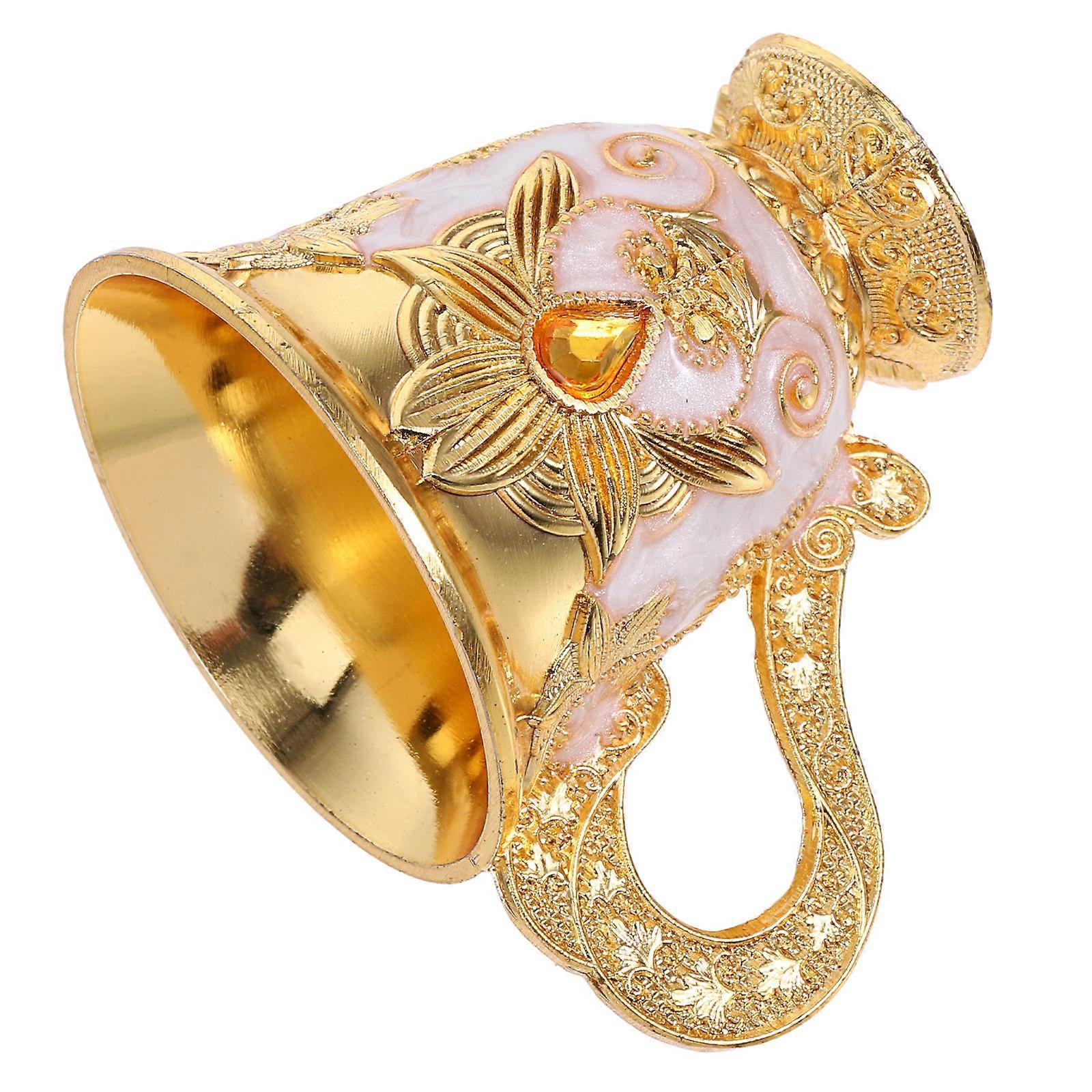 White Metal Mini Wine Cup for Home Use with Vintage Embossed Pattern