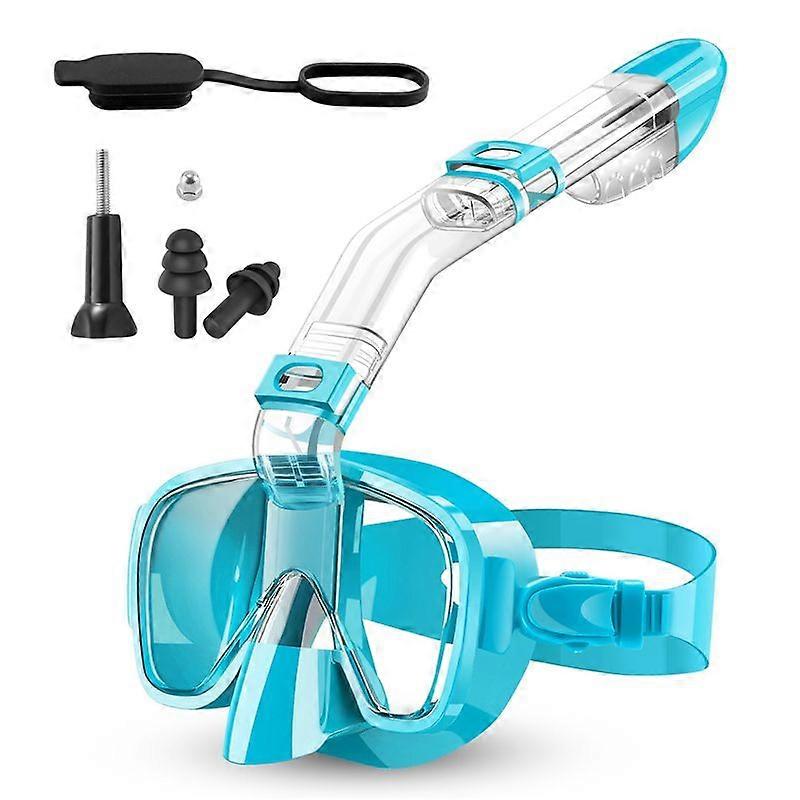 Snorkel Mask Foldable Diving Mask Set with Camera Mount, Green
