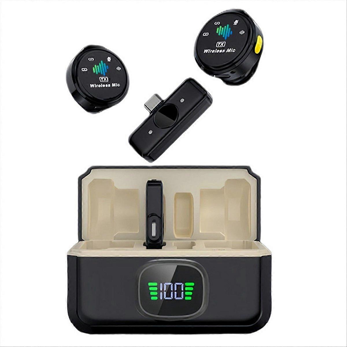 Microphone Plug and Play Wireless Lavalier Mic with Charging Case