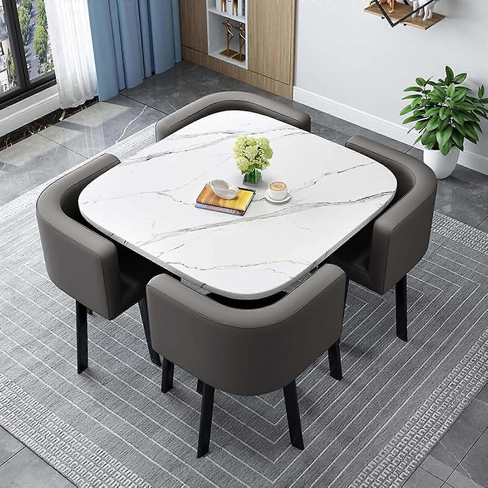 5 Piece Dining Table Set with Comfortable Padded Chairs, SpaceSaving Square Table for Kitchen